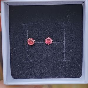14K Rose Gold Genuine Rubellite Studs NEW